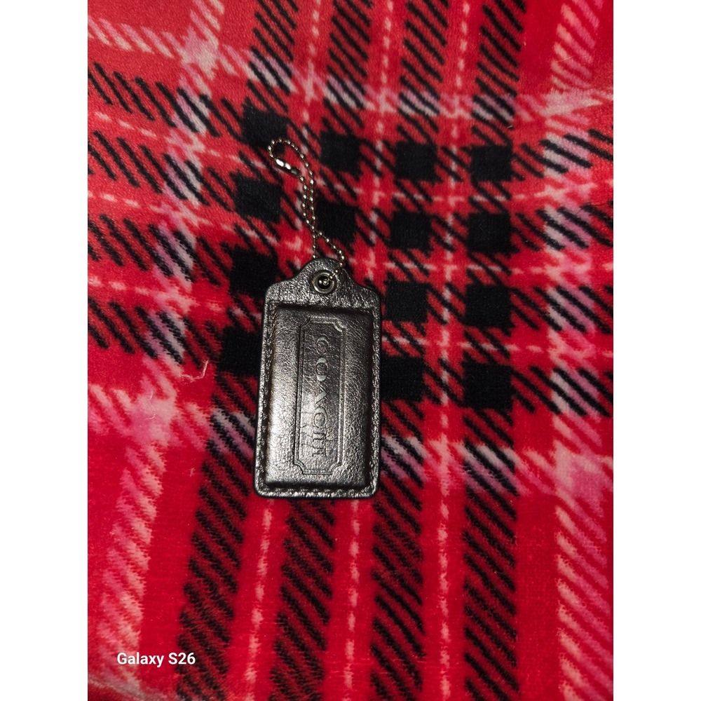 KR1. Coach Metallic Pewter Silver Leather Hangtag Replacement Ball Chain Logo